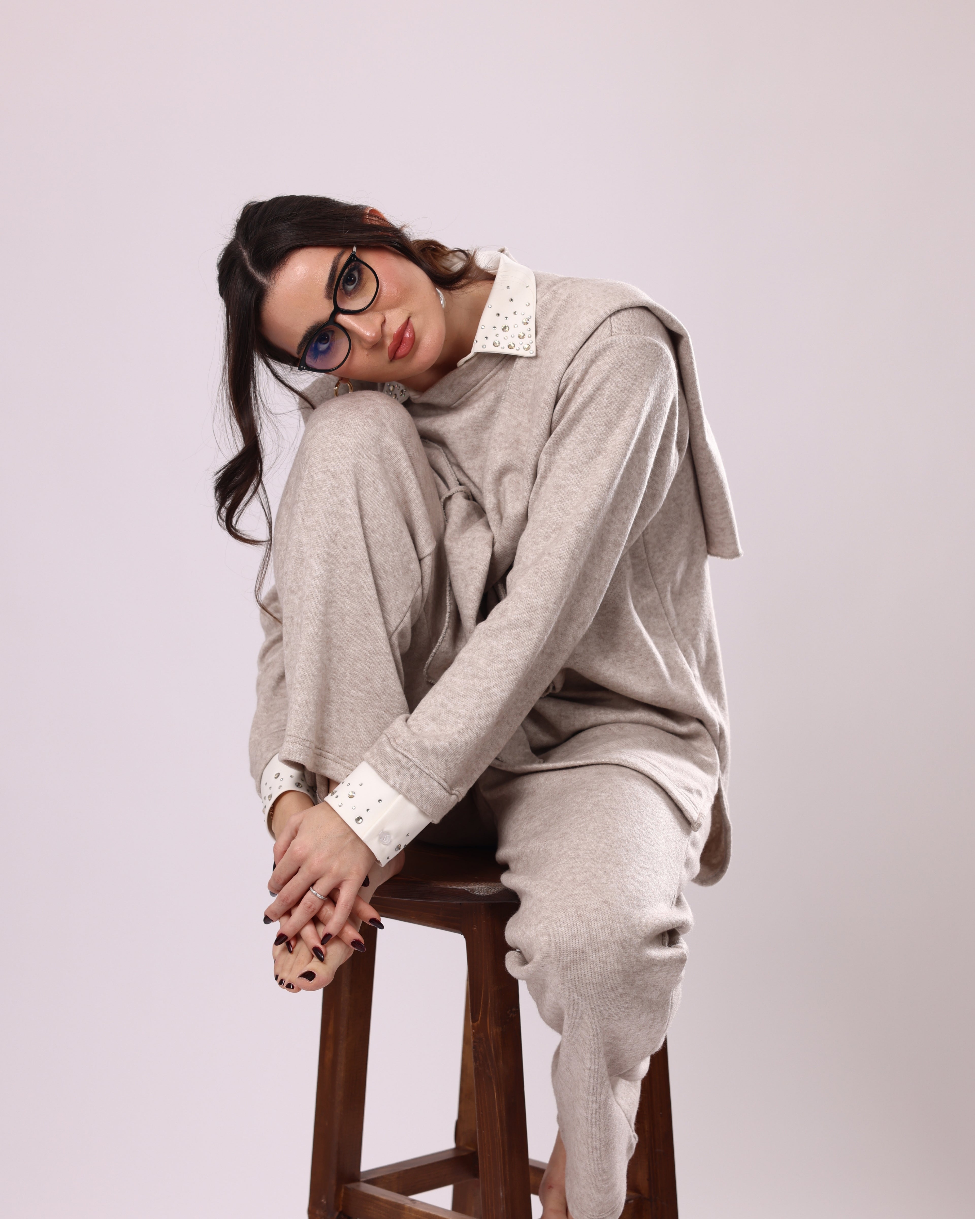 Beige Knit Five-Piece Set