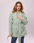 Green Tweed Oversized Wrap Jacket