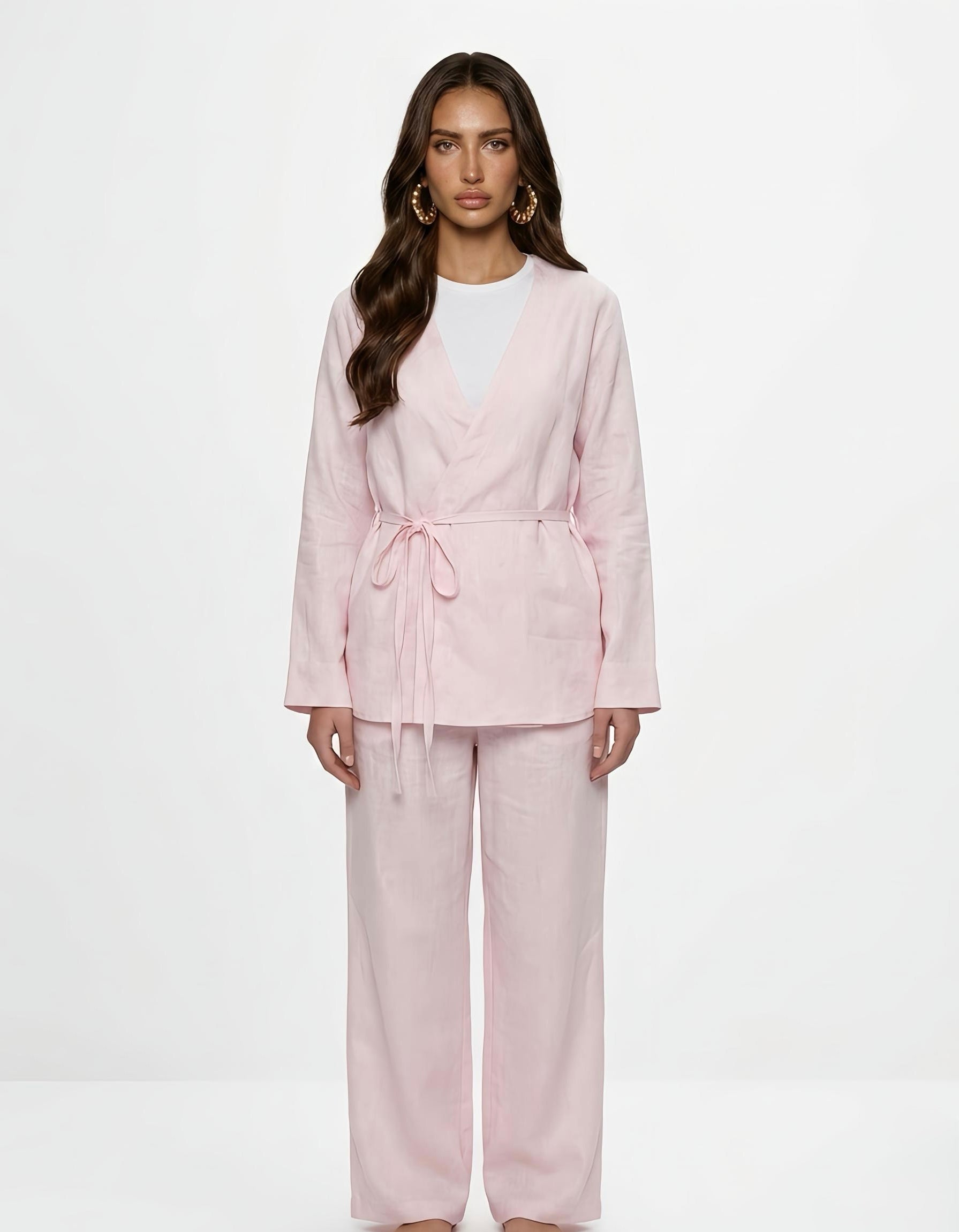 Light Pink Wrap Linen Set