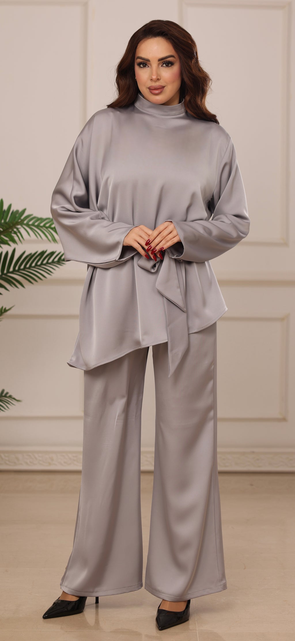 Set Asymmetry Two-Piece Set in Grey