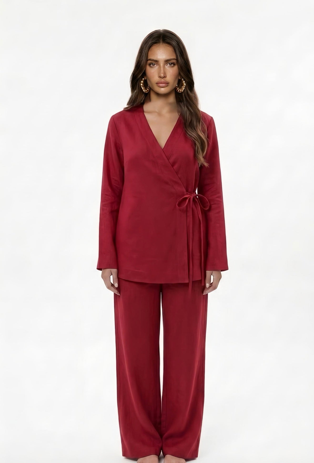 Red Wrap Linen Set