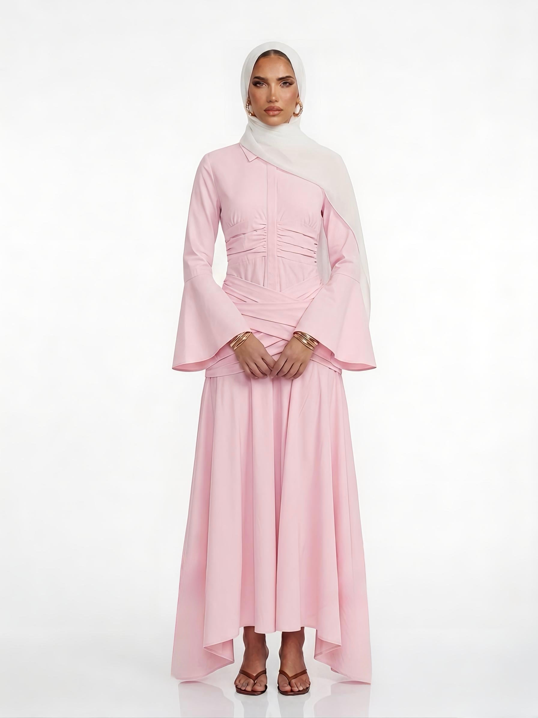 Liana Skirt Set in Pastel Pink