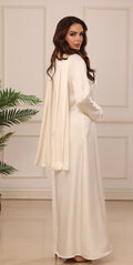 Long Sleeve OffWhite Satin Dress