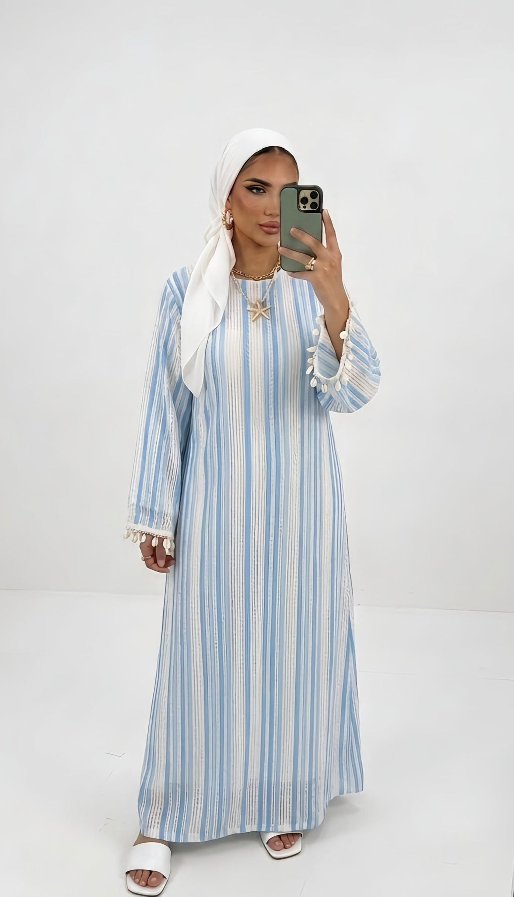 Coastal Striped Dress with Shell Lining