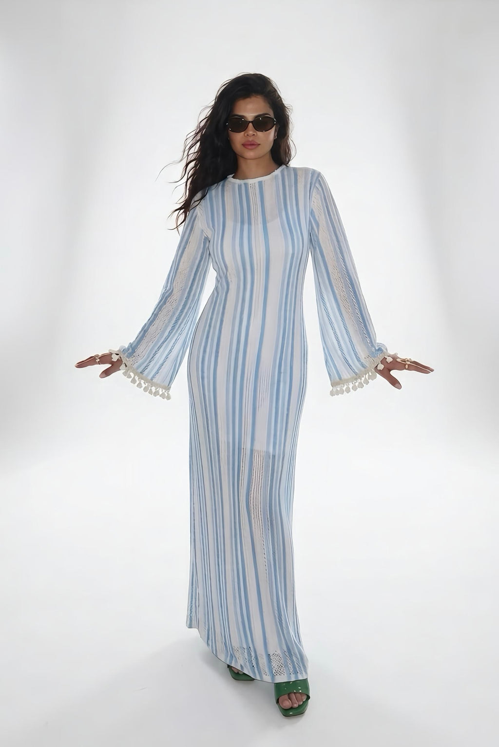 Coastal Striped Dress with Shell Lining