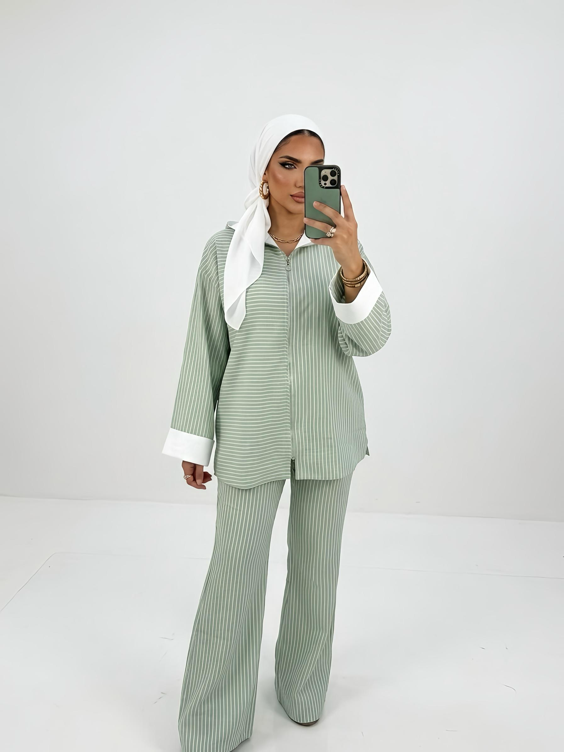 The Stripe Set in Sage Green