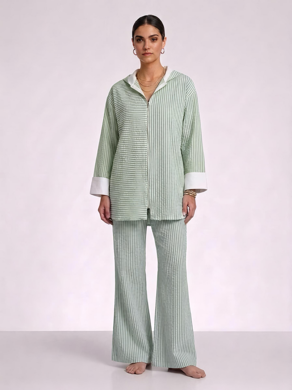 The Stripe Set in Sage Green