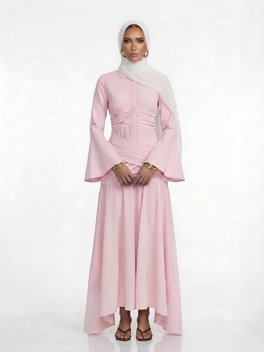 Liana Skirt Set in Pastel Pink